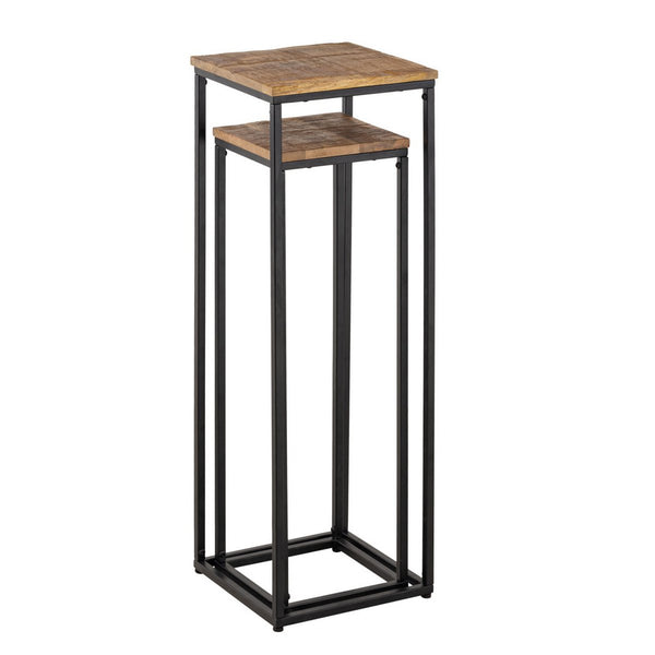 Ensemble colonnes de fleurs - Tabouret de fleurs Support pour plantes carré Pérou - L 25 et 20 H 78 et 67 cm