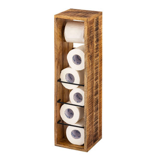 Porte-papier toilette bois 17x17cm Porte-papier toilette Porte-papier toilette en bois de manguier carré