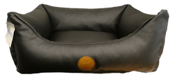 Lit en cuir - noir - panier pour chien - 2 tailles