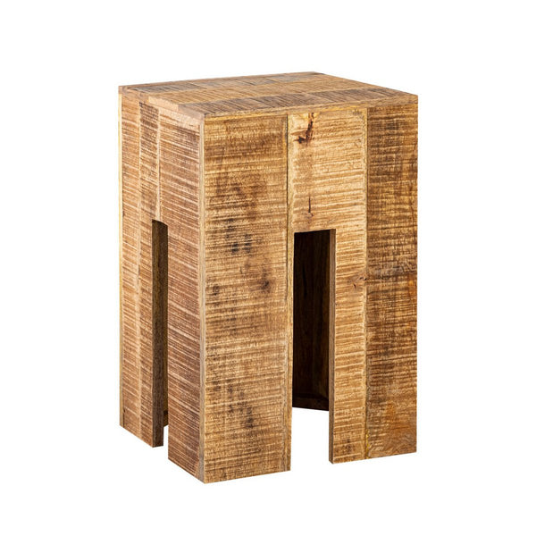 Tabouret carré 28 x 45 x 28 cm Tabouret de pilier de fleurs Tabouret de fleurs Table d'appoint en bois de manguier