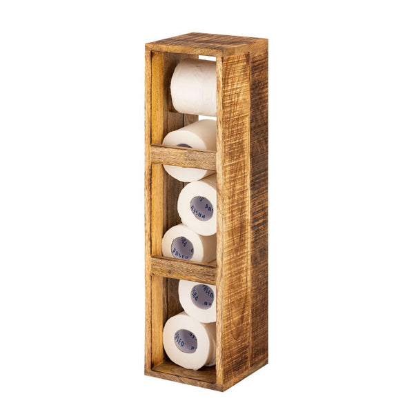Toilet paper holder wood 17x17cm - Toilet roll holder made of square mango wood