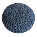 Pouf de diamètre 55 cm (Bleu gris) - Tabouret/coussin de sol en tricot - aspect tricot grossier très haut hauteur 37 cm