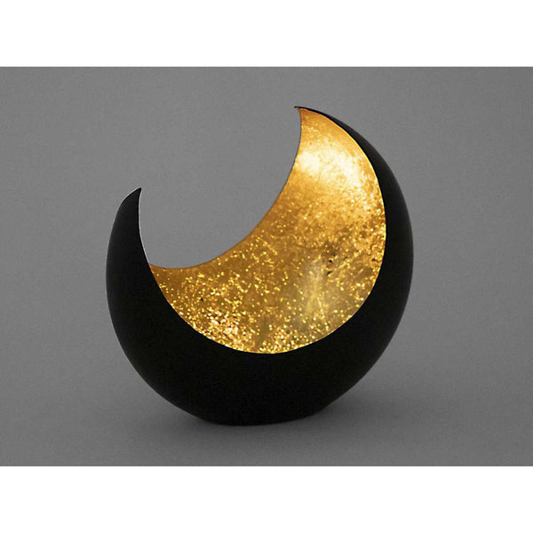 Bougeoir - bougeoir en forme de lune/faucille noir mat doré à l'intérieur