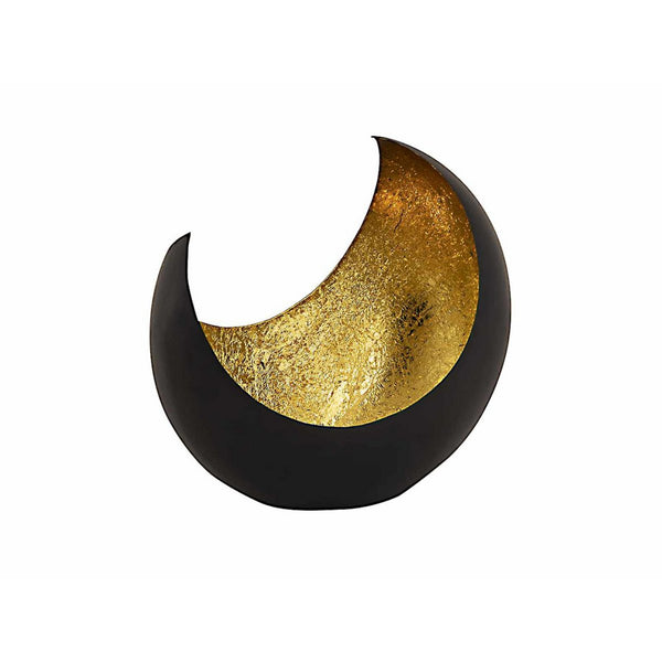 Candle holder - candle holder made as a moon/sickle shape black matt gilded inside