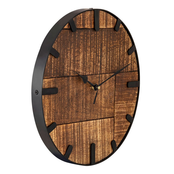 Horloge murale en bois diamètre 30 cm. Horloge de salon ronde moderne en bois vintage silencieuse. Fabriqué en bois de manguier.