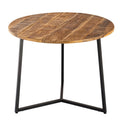 Table basse ronde en bois massif diamètre 56cm. Table basse, table d'appoint La Palma avec structure en métal noir