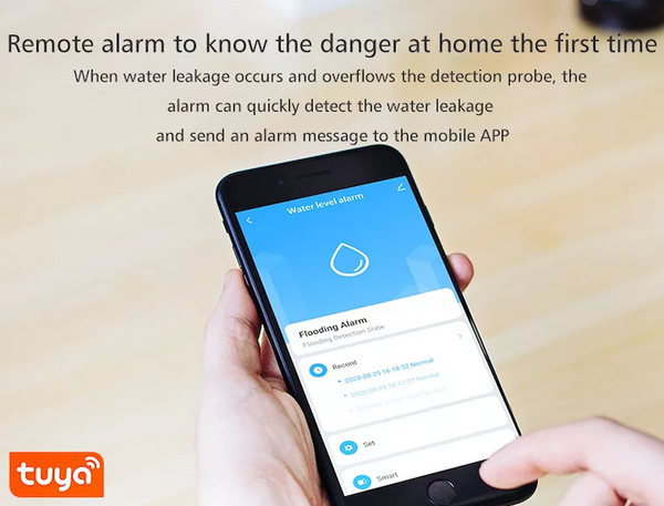 Alarme fuite d'eau - Alarme inondation et niveau d'eau - Alarme acoustique et lumineuse - WIFI avec alarme pour votre téléphone portable