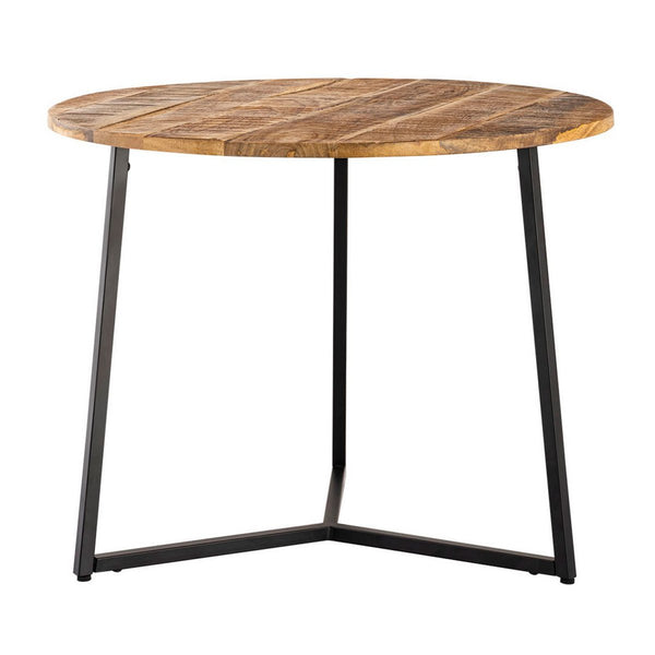 Table basse ronde en bois massif diamètre 56cm. Table basse, table d'appoint La Palma avec structure en métal noir