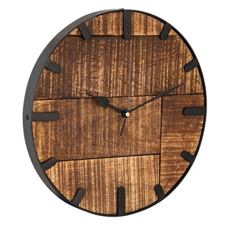 Horloge murale en bois diamètre 30 cm. Horloge de salon ronde moderne en bois vintage silencieuse. Fabriqué en bois de manguier.