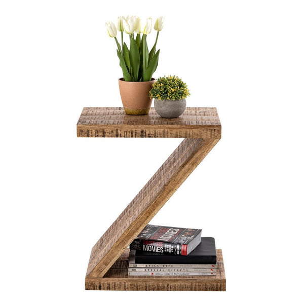 Table d'appoint bois forme Z - Table basse Zoro - Table fleurie - Bois de manguier